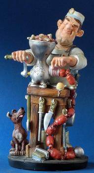 pro13 Metzger Höhe ca 32cm  - Lustige Figur Berufe - Parastone Profisti - Comic Art - Skulptur - Geschenkidee Fleischer
