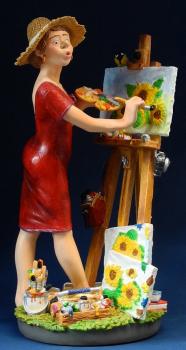 pro26 Kunstmalerin Höhe ca 29cm  - Lustige Figur Berufe - Parastone Profisti - Comic Art - Skulptur - Geschenkidee Künstlerin