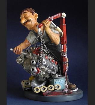 pro44 Mechaniker Höhe ca 20cm  - Lustige Figur Berufe - Parastone Profisti - Comic Art - Skulptur - Geschenkidee Werkstatt